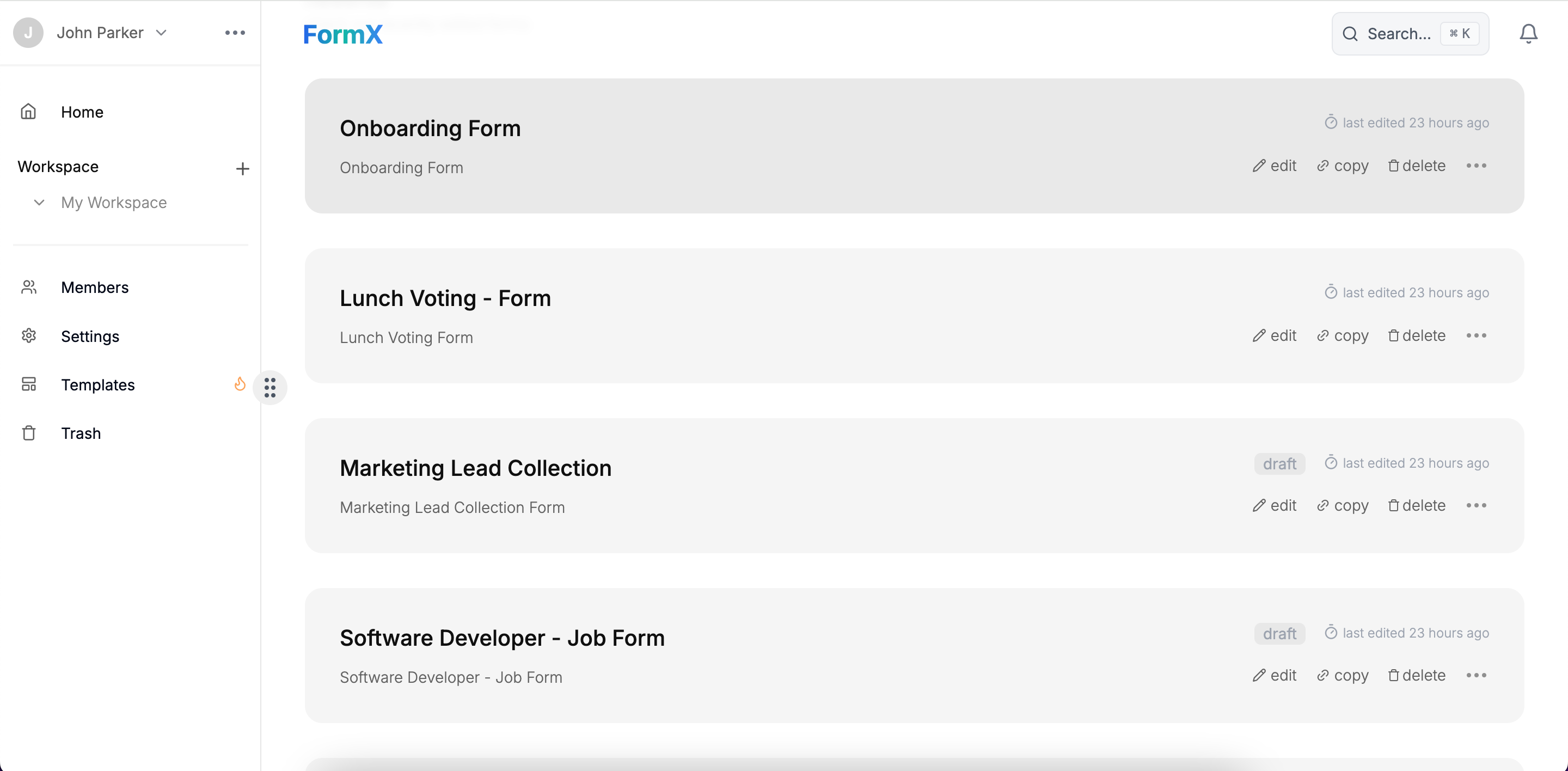 form editor interface